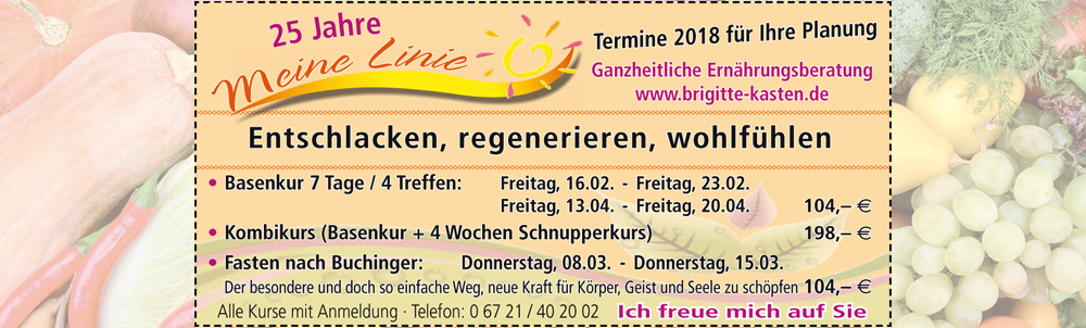 Basenkur, Fasten nach Buchinger, Ganzheitliche Ernährungsberatung Brigitte Kasten, Bingen am Rhein